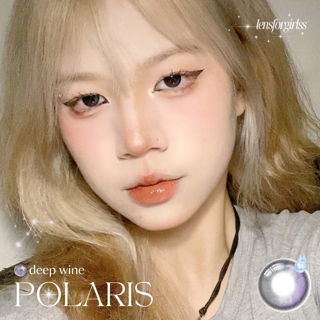 Kính áp tròng hiệu ứng phủ bóng highlight POLARIS DEEP WINE - SILICONE HYDROGEL | Hsd 6 tháng | Lens cận | LENSFORGIRLSS