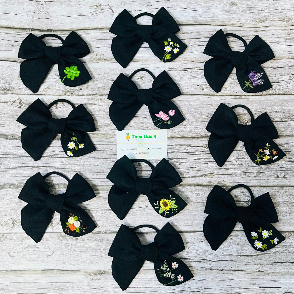 Nơ Cột Tóc Thêu Tay
