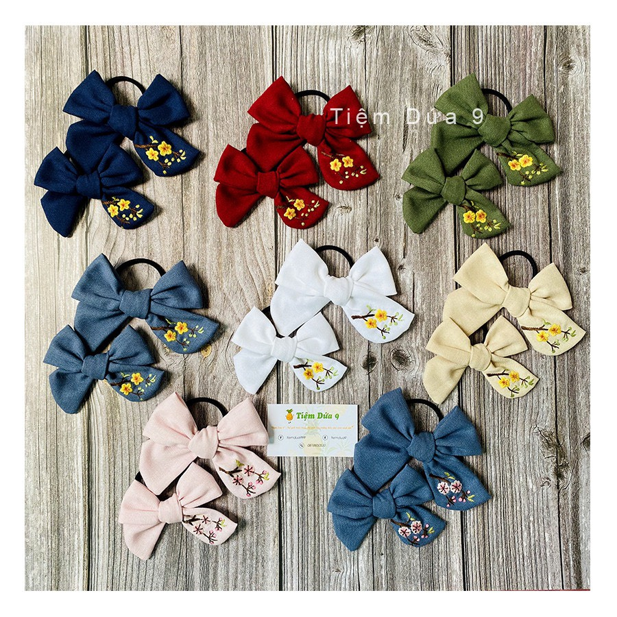 Nơ Cột Tóc Thêu Tay