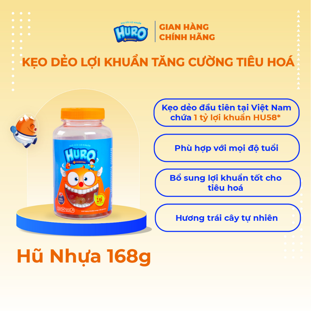 Kẹo Dẻo Lợi Khuẩn HURO Hũ 168g