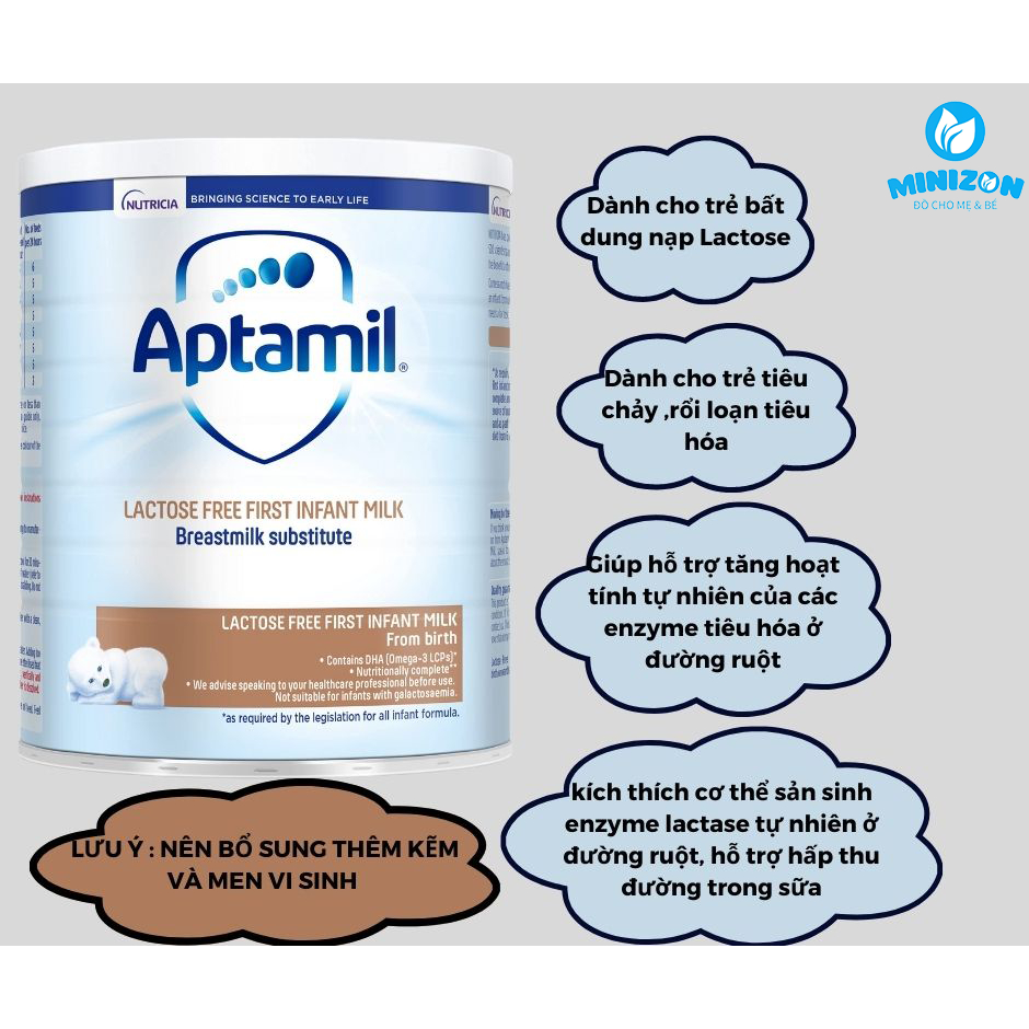 Sữa Aptamil Lactose Free UK 400g dành cho bé bất dung nạp Lactose