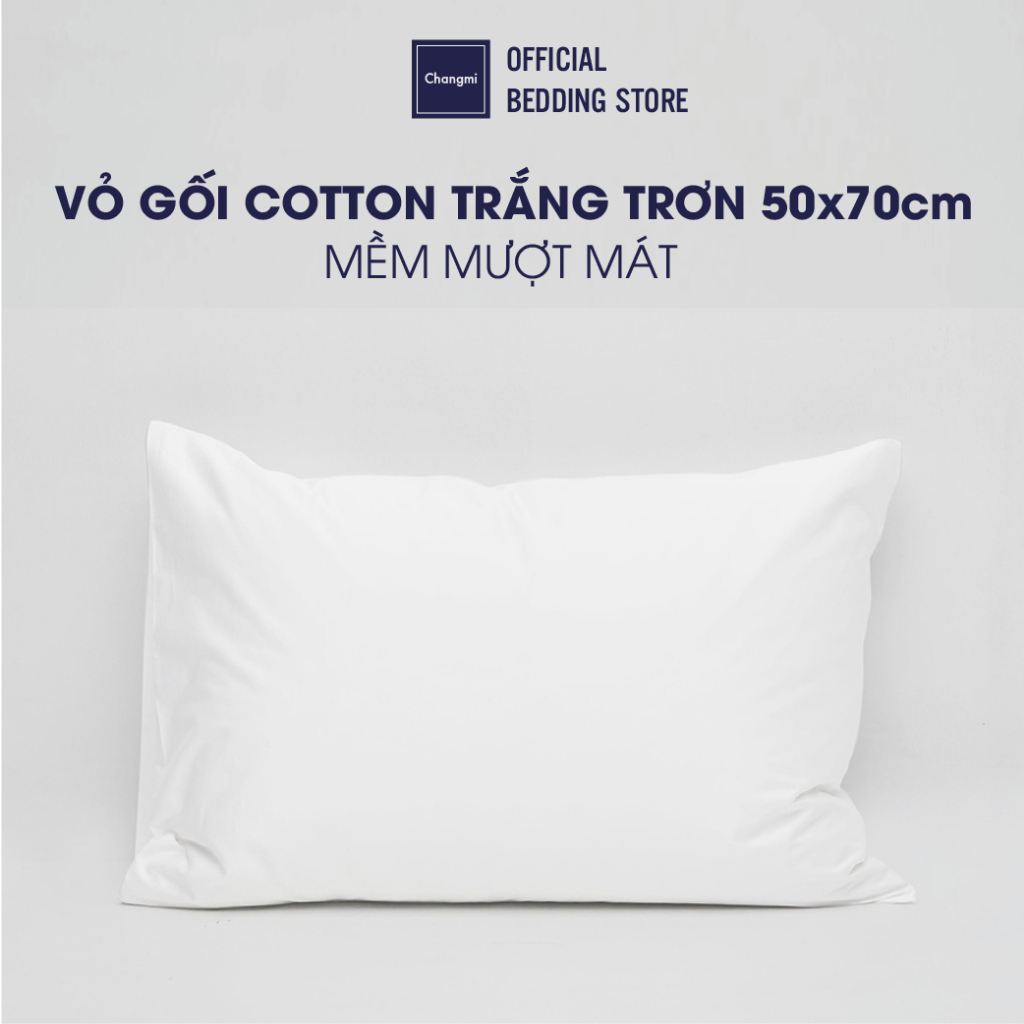 Vỏ gối Changmi Bedding Cotton Sateen trắng cao cấp 50x70cm, 60x90cm . Tiêu chuẩn khách sạn