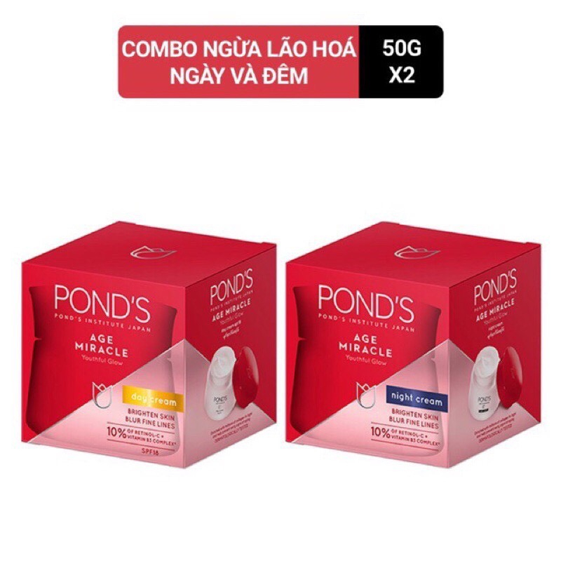 Bộ Sản Phẩm Kem Dưỡng Da POND'S Age Miracle Chống Lão Hoá Ngày Và Đêm 50g x 2