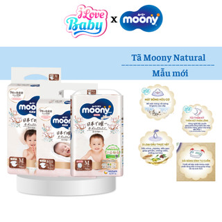 Tã Moony Natural Nội Địa Chính Hãng Unicharm VN dán/quần size NB63,S58,M46,L38-M46,L36,XL32