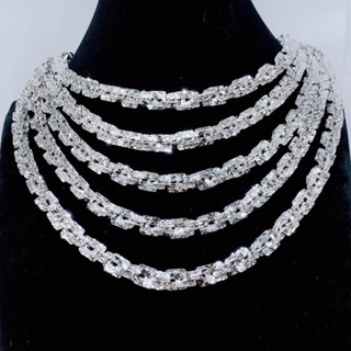 Dây chuyền xoắn lá vuông bạc xi Ý phong cách sang trọng