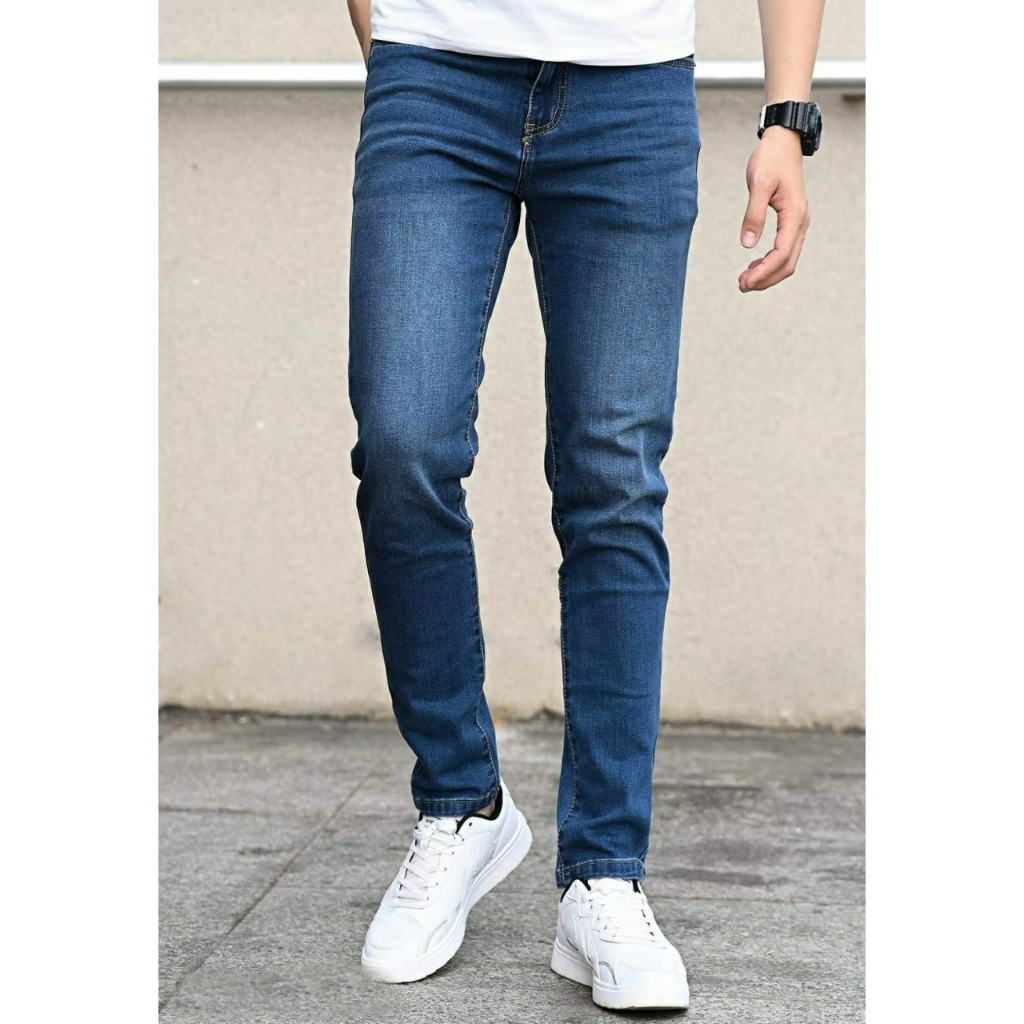 Quần Jean Nam Quần Bò Nam Trơn Dáng Skinny Co Giãn Xuất Khẩu Cao Cấp
