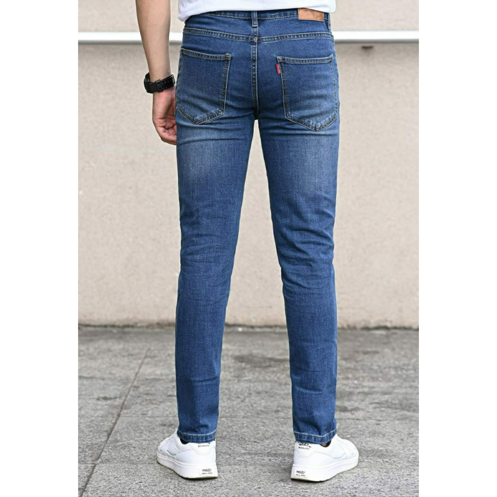 Quần Jean Nam Quần Bò Nam Trơn Dáng Skinny Co Giãn Xuất Khẩu Cao Cấp