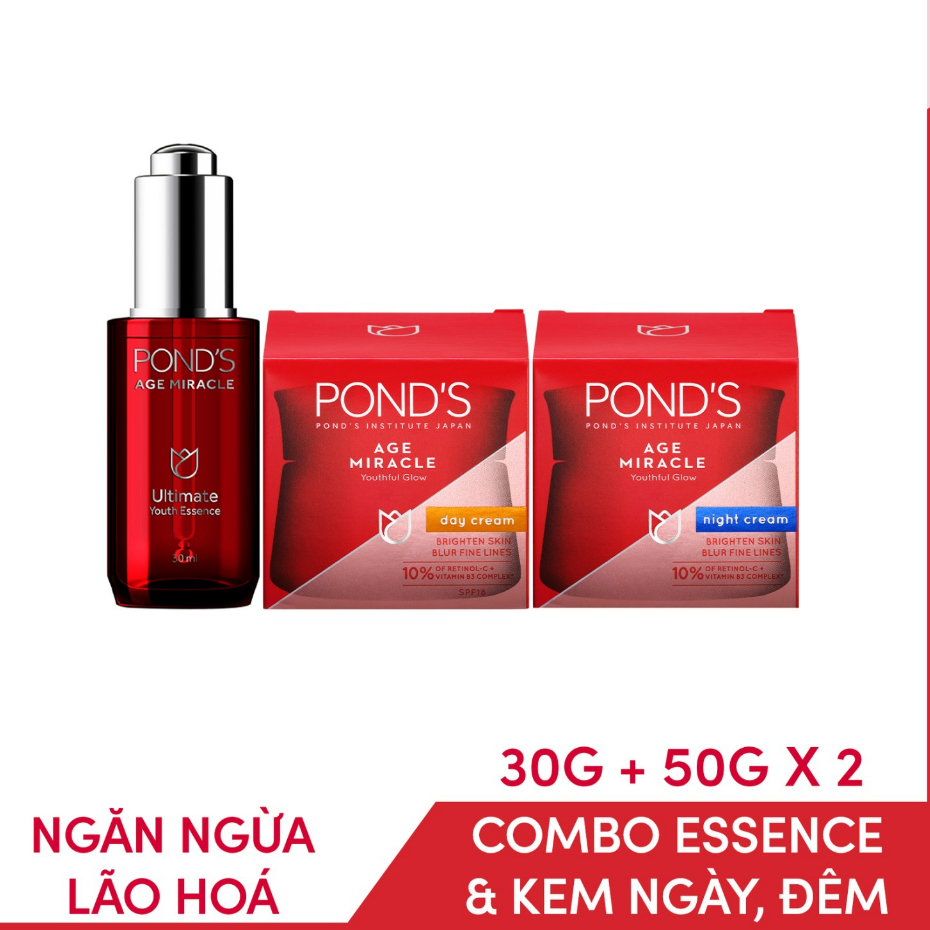 Bộ Sản Phẩm Kem Dưỡng Da POND'S Age Miracle Ngày, Đêm Và Serum Chống Lão Hoá