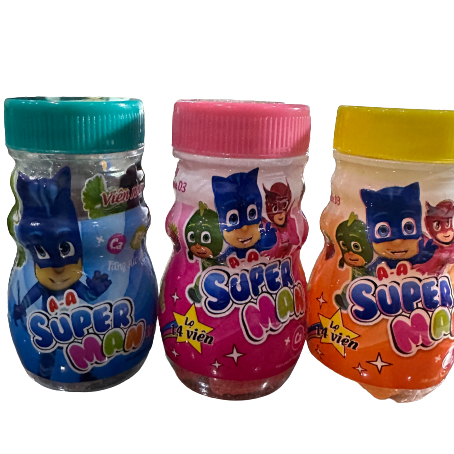 Combo sỉ 14 lọ kẹo dẻo trái cây Superman Canxi chính hãng bổ sung Calcium và Vitamin D3 cho bé