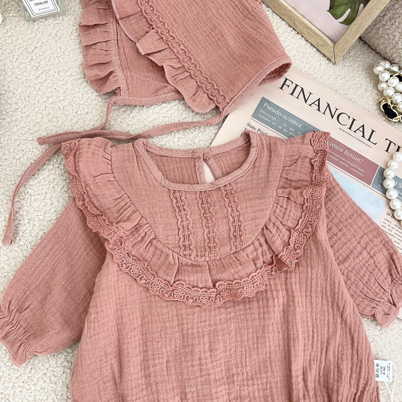 Body Đũi Xô, Dài Tay tặng Mũ cho bé Gái Hàng QCCC mã 810 - 876