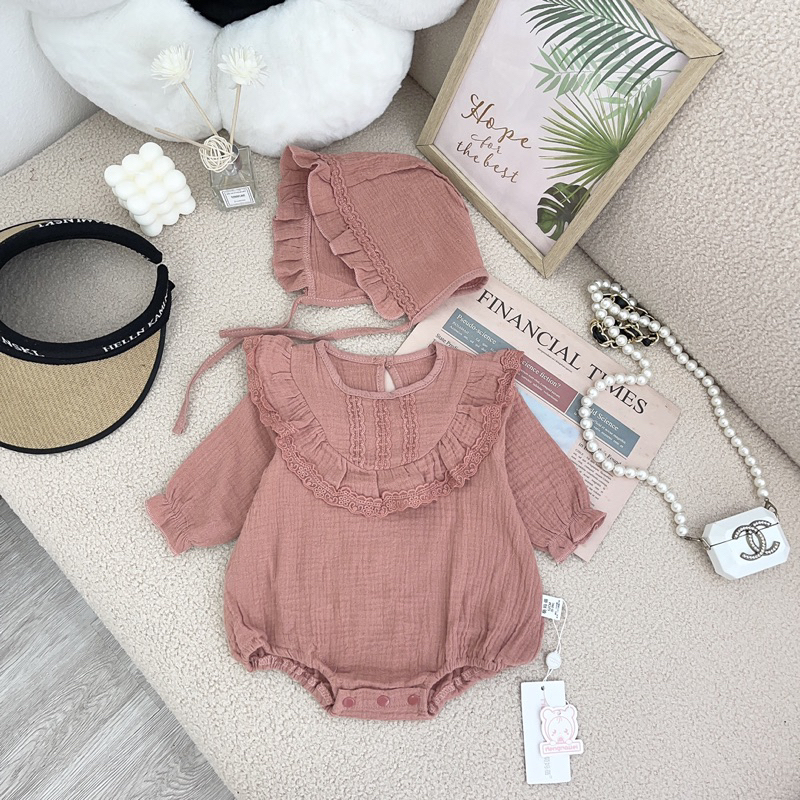 Body Đũi Xô, Dài Tay tặng Mũ cho bé Gái Hàng QCCC mã 810 - 876