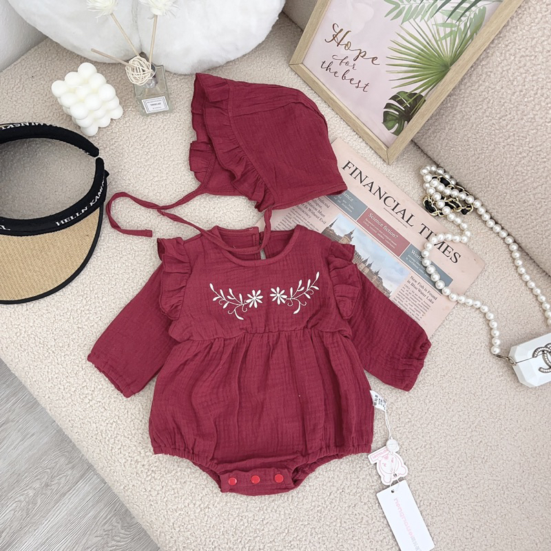 Body Đũi Xô, Dài Tay tặng Mũ cho bé Gái Hàng QCCC mã 810 - 876