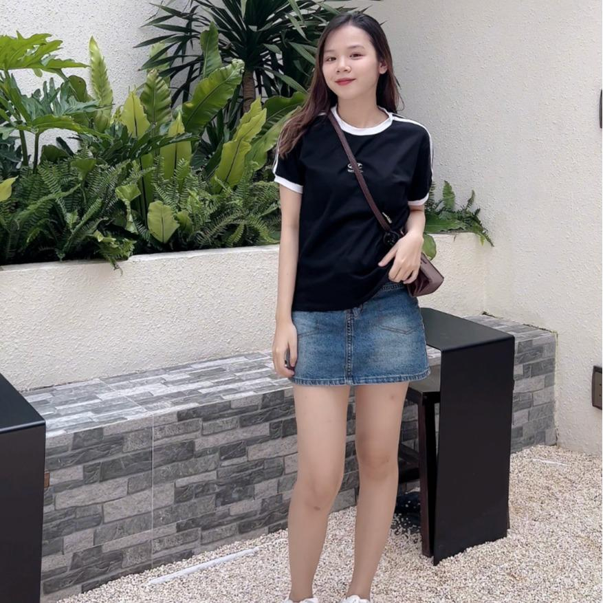 Chân Váy Jean Ngắn BASIC Chữ A Cạp Cao Hàn Quốc