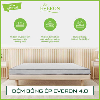 Đệm bông ép everon 4.0 gấp 2 - vỏ chần bông êm ái - hàng chính hãng