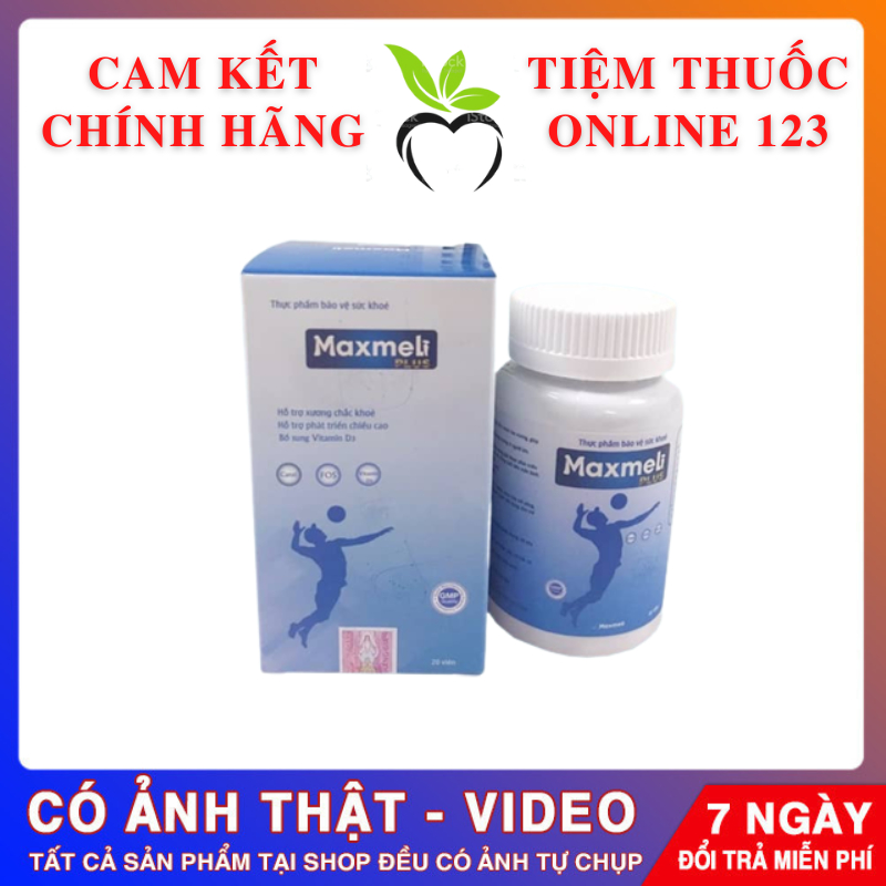 MAXMELI PLUS – viên uống tăng chiều cao, giúp bổ sung canxi giảm nguy cơ còi xương ở trẻ và loãng xương ở người lớn(20v)