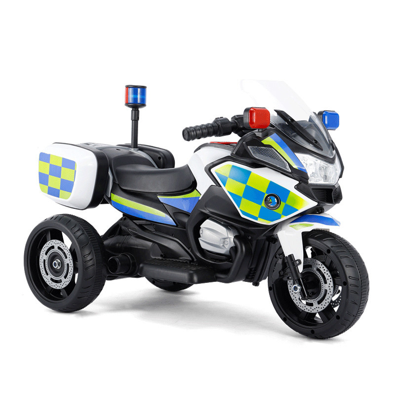 Xe Máy Điện Đạp Chân Ga Cảnh Sát Có 2 Bánh Phụ Cho Bé Có Nhạc Đèn Cho Bé 2-6 Tuổi