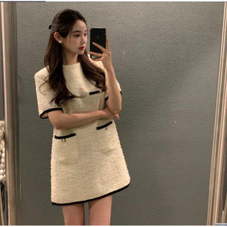 Đầm Dạ Tweed Suông Phối Viền Tay Phong Cách Sang Trọng (video shop quay)