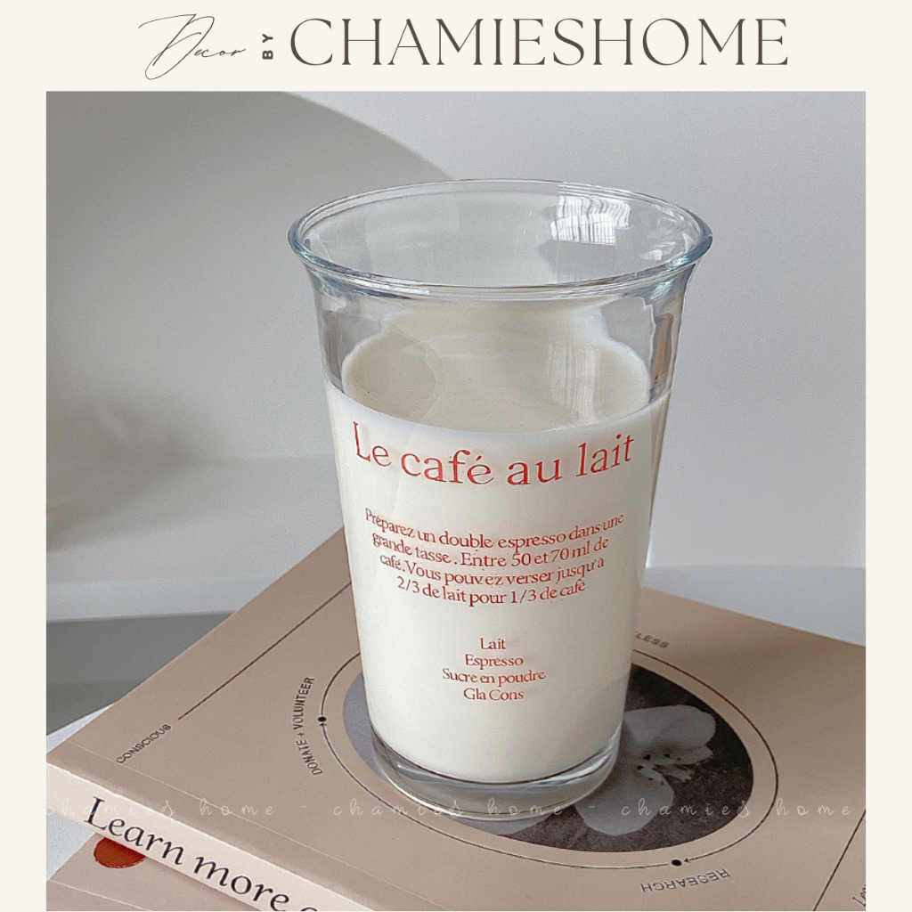 Cốc thủy tinh chịu nhiệt miệng loe Le Café phong cách decor Hàn Quốc dung tích 350ml