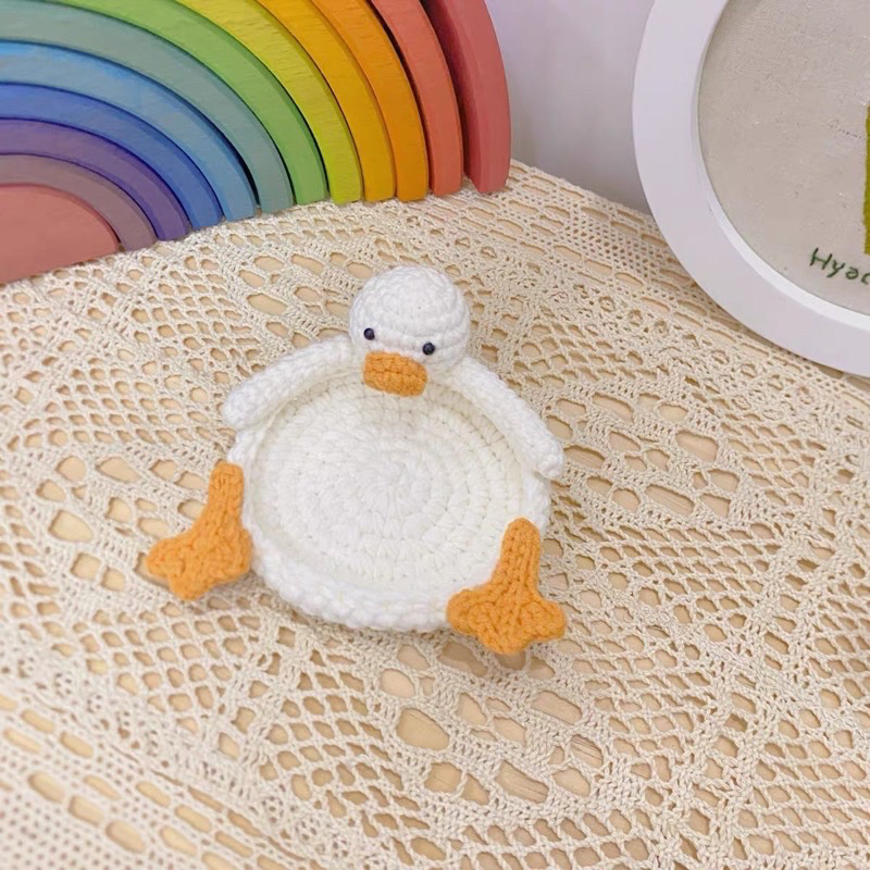 Lót ly con vịt xinh xắn bằng len handmade 🥰