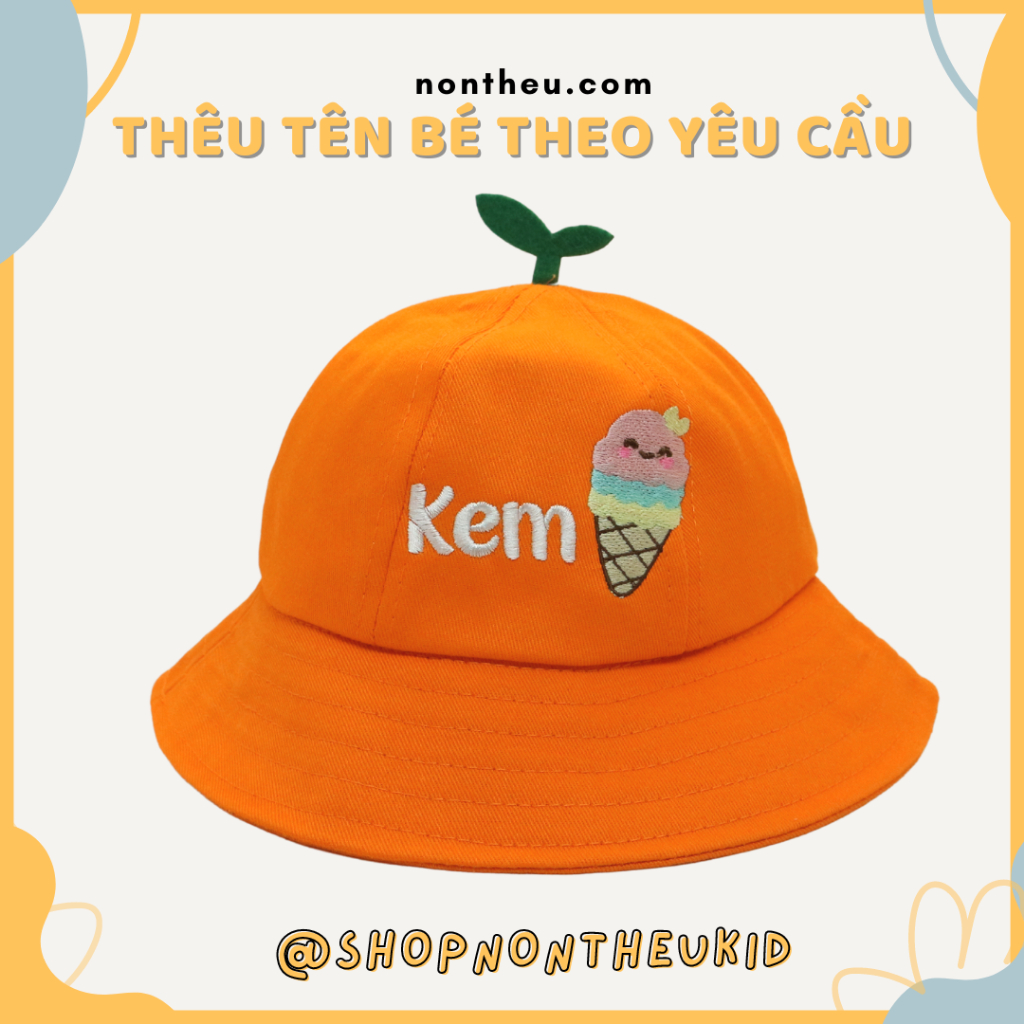 Mũ vành tròn bucket mầm cây dễ thương 1-4 tuổi- Thêu tên bé theo yêu cầu