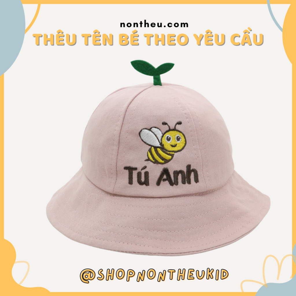 Mũ vành tròn bucket mầm cây dễ thương 1-4 tuổi- Thêu tên bé theo yêu cầu