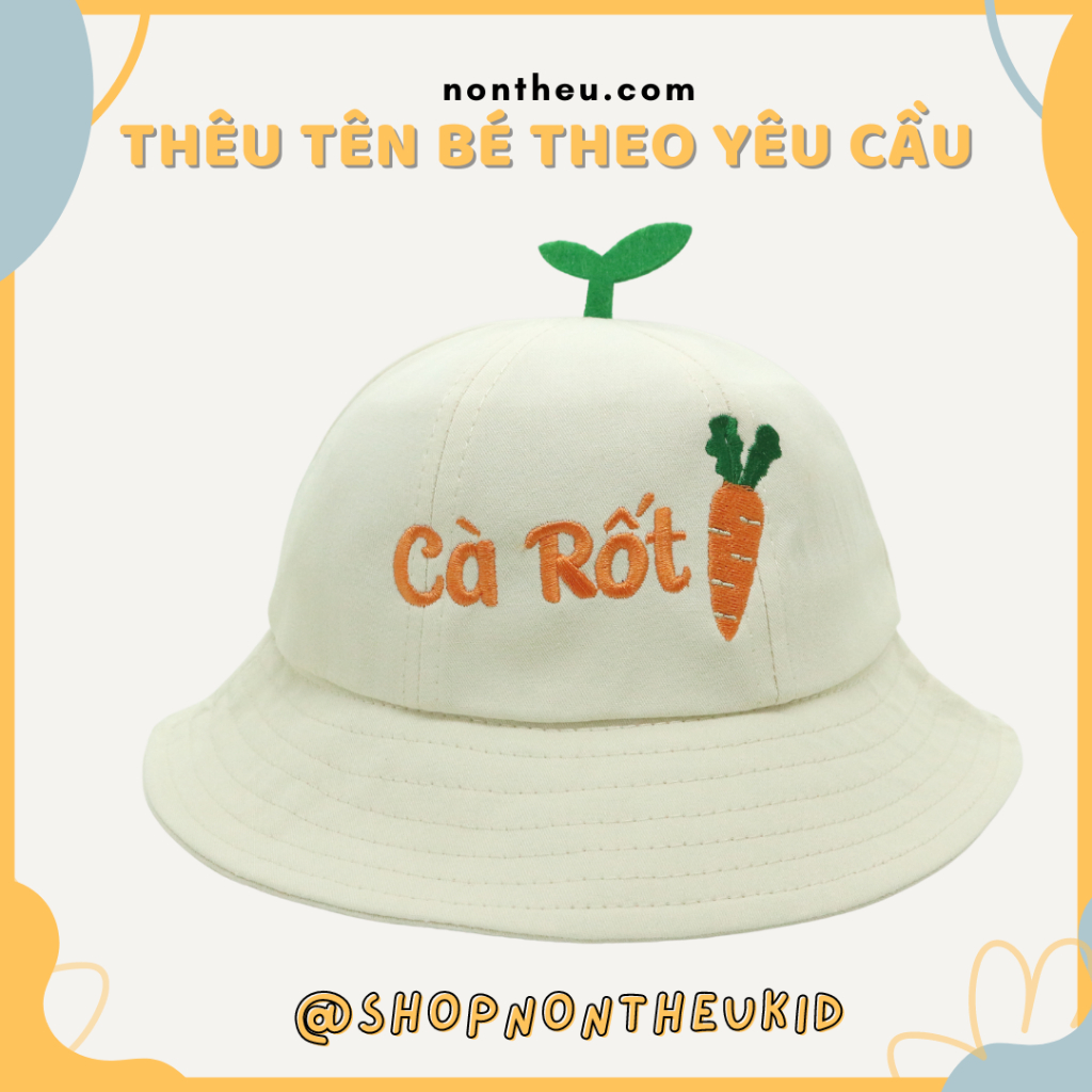 Mũ vành tròn bucket mầm cây dễ thương 1-4 tuổi- Thêu tên bé theo yêu cầu