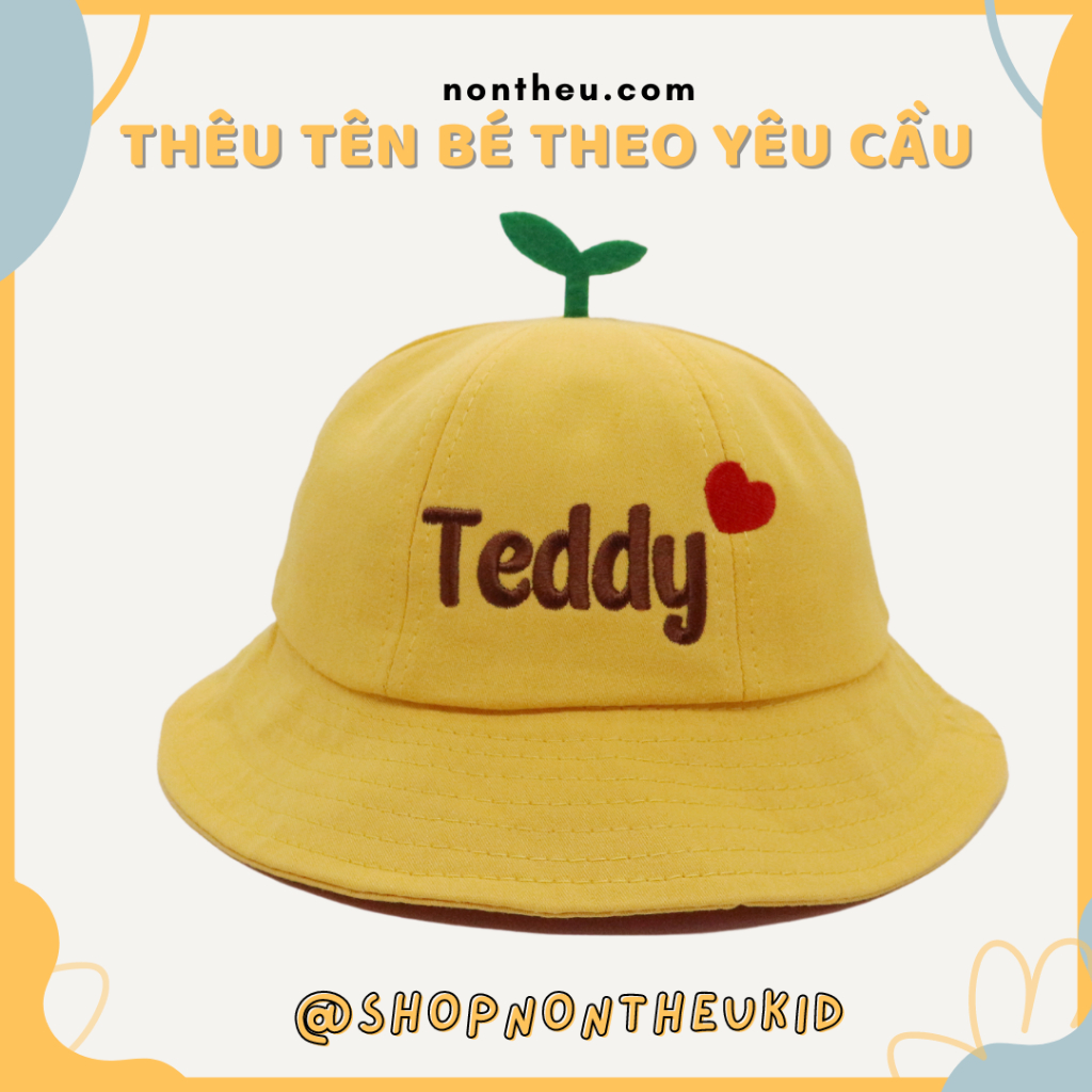 Mũ vành tròn bucket mầm cây dễ thương 1-4 tuổi- Thêu tên bé theo yêu cầu