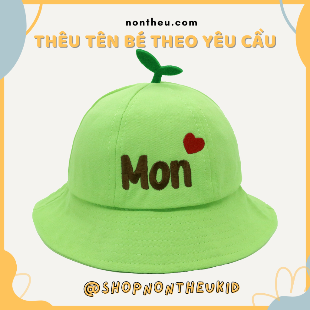 Mũ vành tròn bucket mầm cây dễ thương 1-4 tuổi- Thêu tên bé theo yêu cầu
