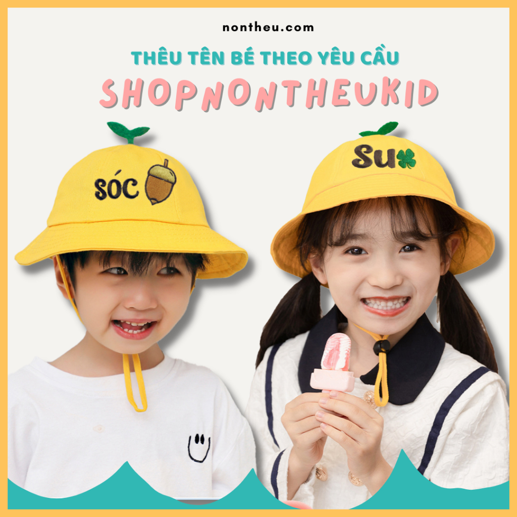 Mũ vành tròn bucket mầm cây dễ thương 1-4 tuổi- Thêu tên bé theo yêu cầu