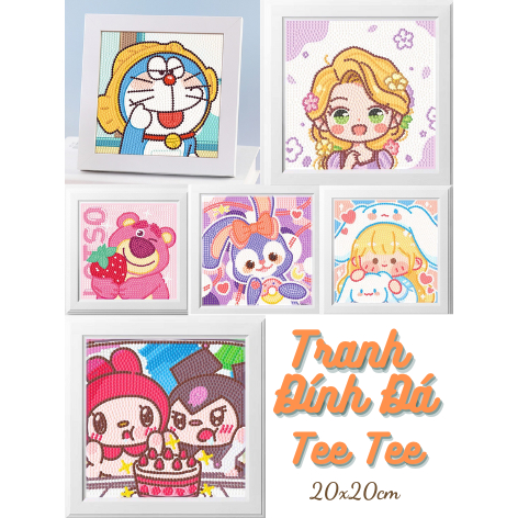 Tranh đính đá size 20x20cm tặng kèm khung để bàn