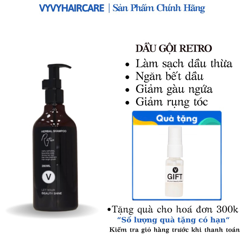 Gội Retro VyVyHairCare  giảm rụng tóc làm sạch da đầu ngăn ngừa tóc bết dầu hiệu quả