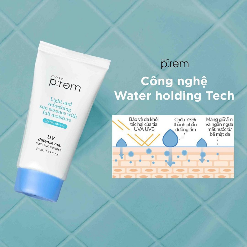 Kem chống nắng mỏng nhẹ MAKE P:REM UV defense me. Daily sun essence 50ML