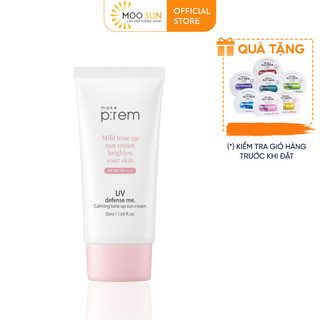 Kem chống nắng vật lý nâng tông da MAKE P:REM UV defense me. Calming tone up sun cream 50ml