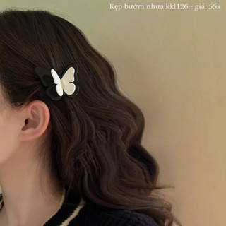 Kẹp mái kẹp mỏ vịt bướm trắng đen kkl126