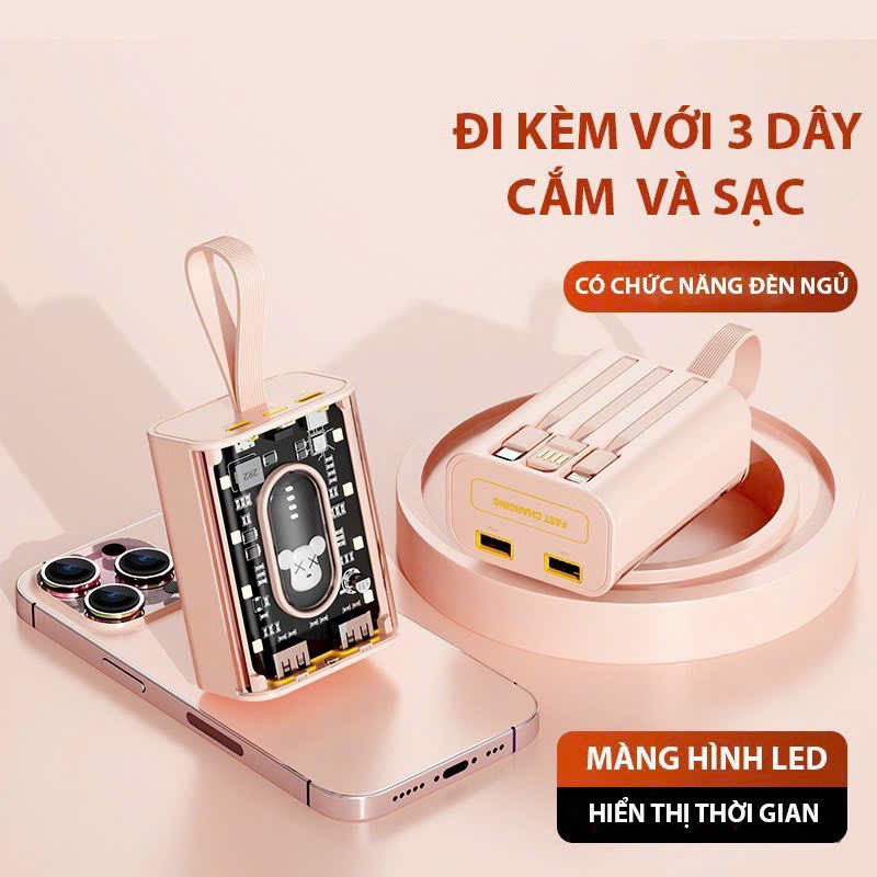 Sạc Dự Phòng Trong Suốt 40.000mAH Màn Hình Led