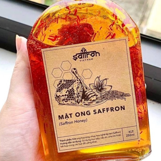 Mật ong ngâm Saffron 250ml/lọ chai thủy tinh tiện dụng thương hiệu Saffron Việt Nam