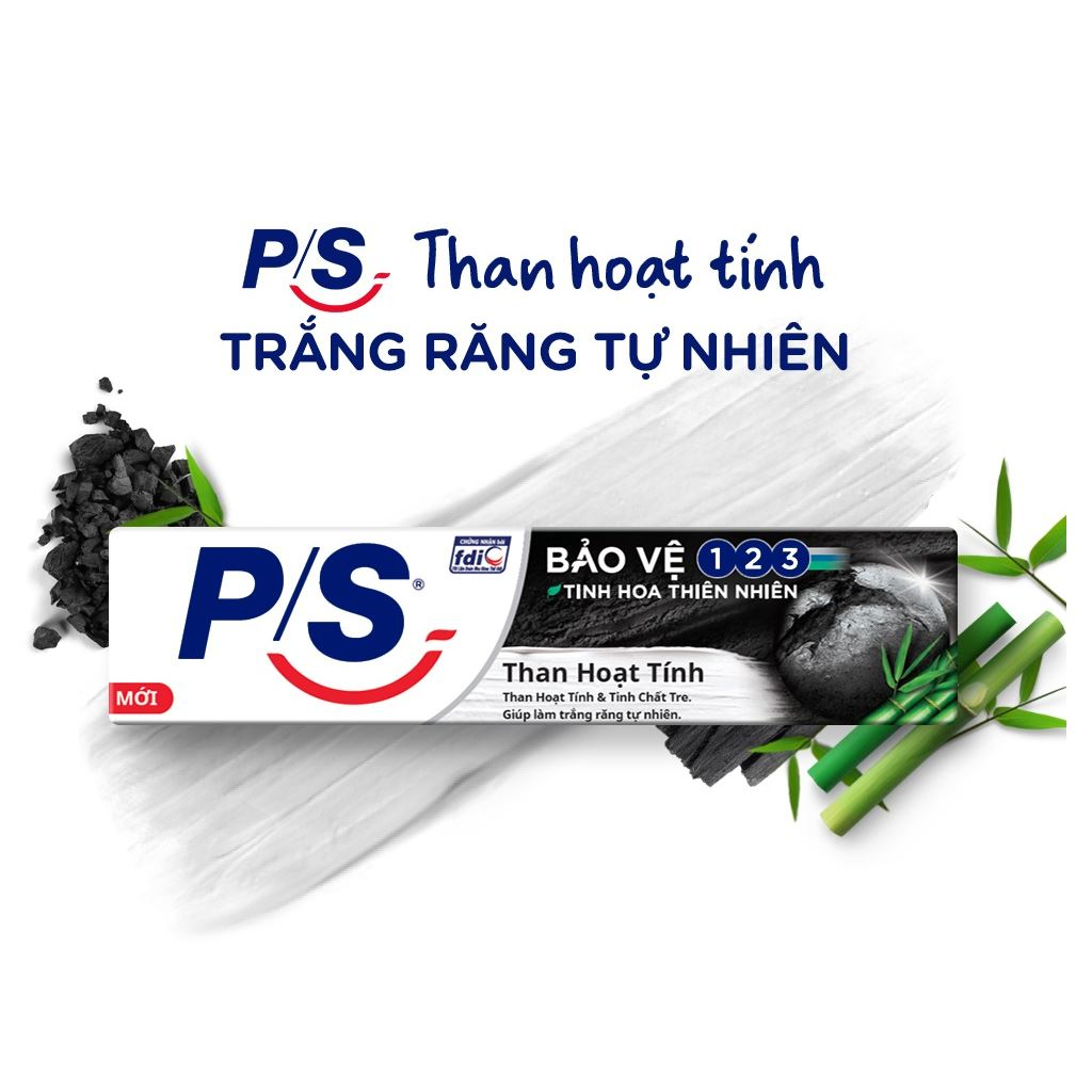 Bộ 3 Hộp Kem đánh răng P/S Thiên nhiên Than Hoạt Tính  230g