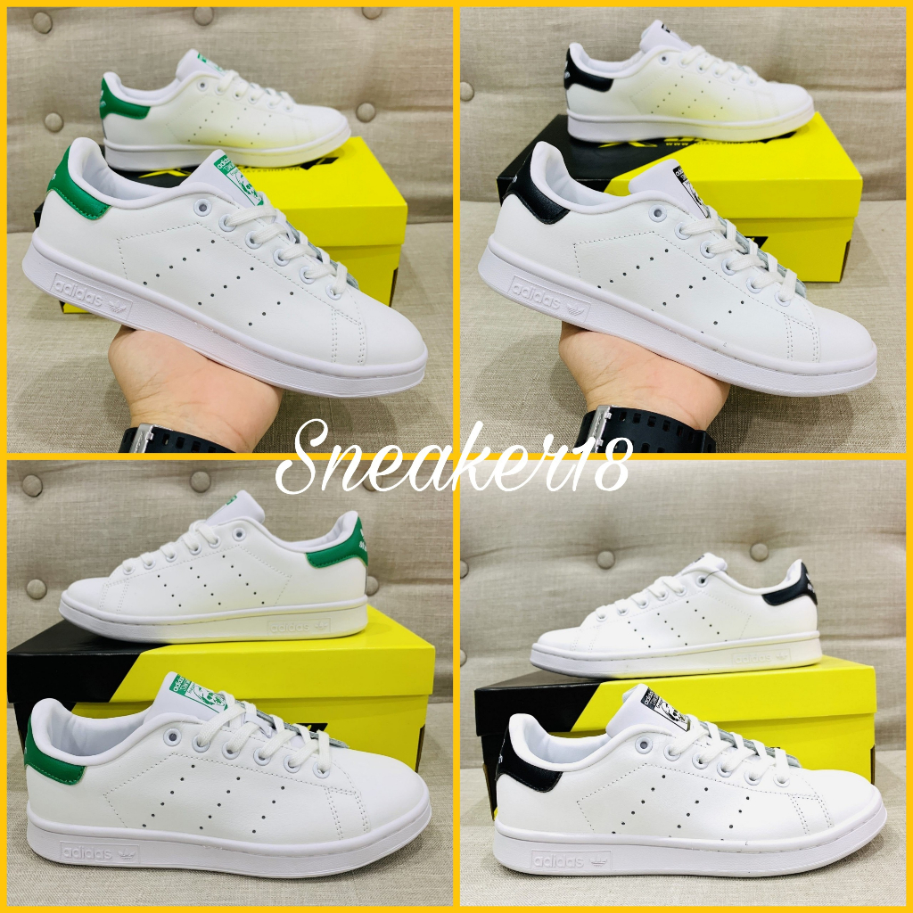 Giày_Adidas Stan Smith gót xanh & gót đen, Sneaker Das bản Like.Aut Oder mới 100% full đầy đủ pk