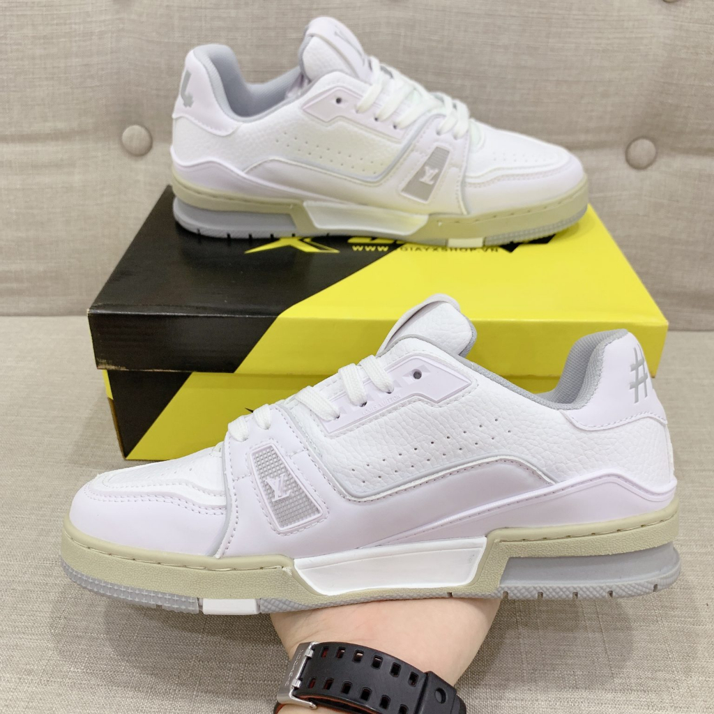 Giày_Louis Vuitton Trainer màu trắng kem, Sneaker LV bản Like.Aut Oder mới 100% full pk | BigBuy360 - bigbuy360.vn