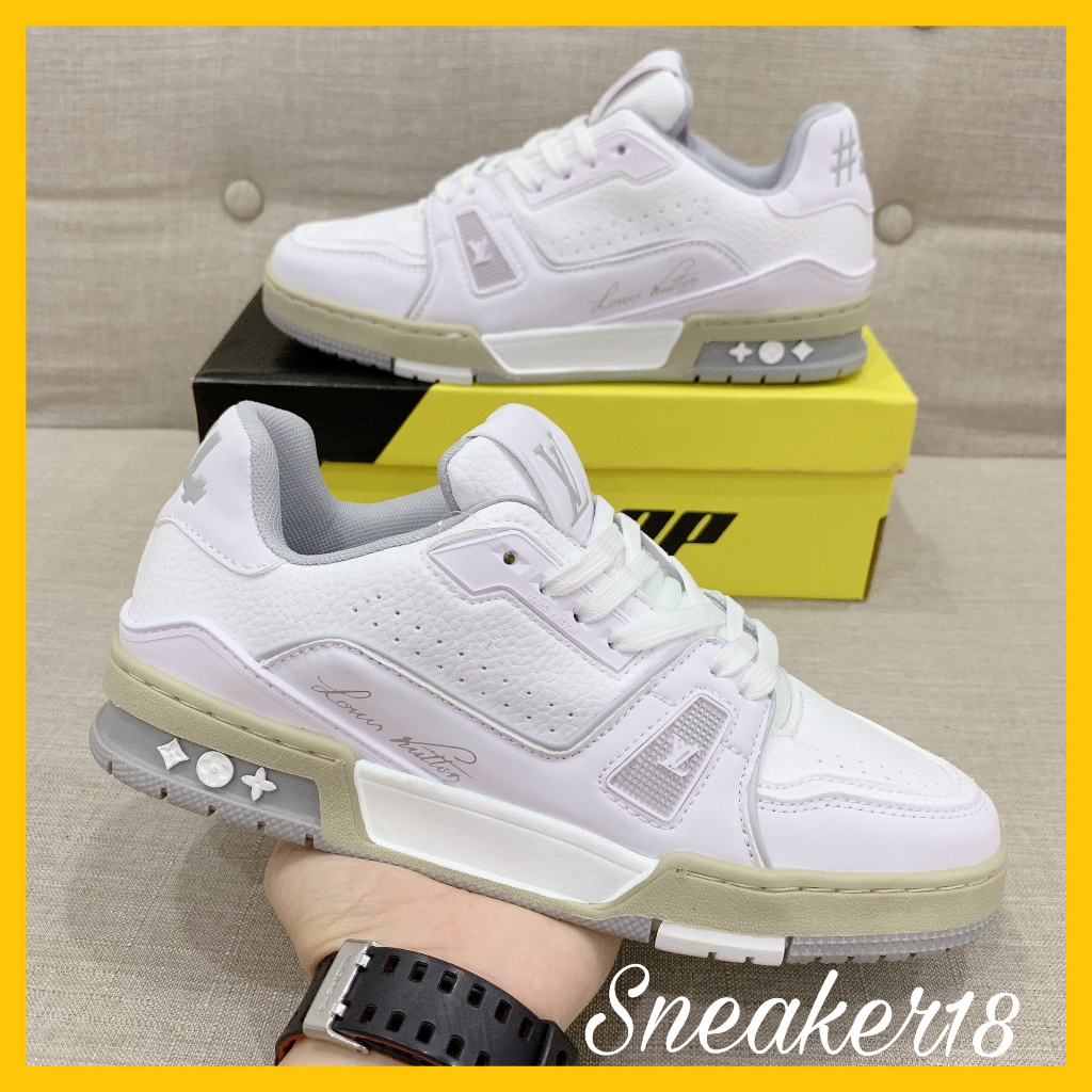 Giày_Louis Vuitton Trainer màu trắng kem, Sneaker LV bản Like.Aut Oder mới 100% full pk