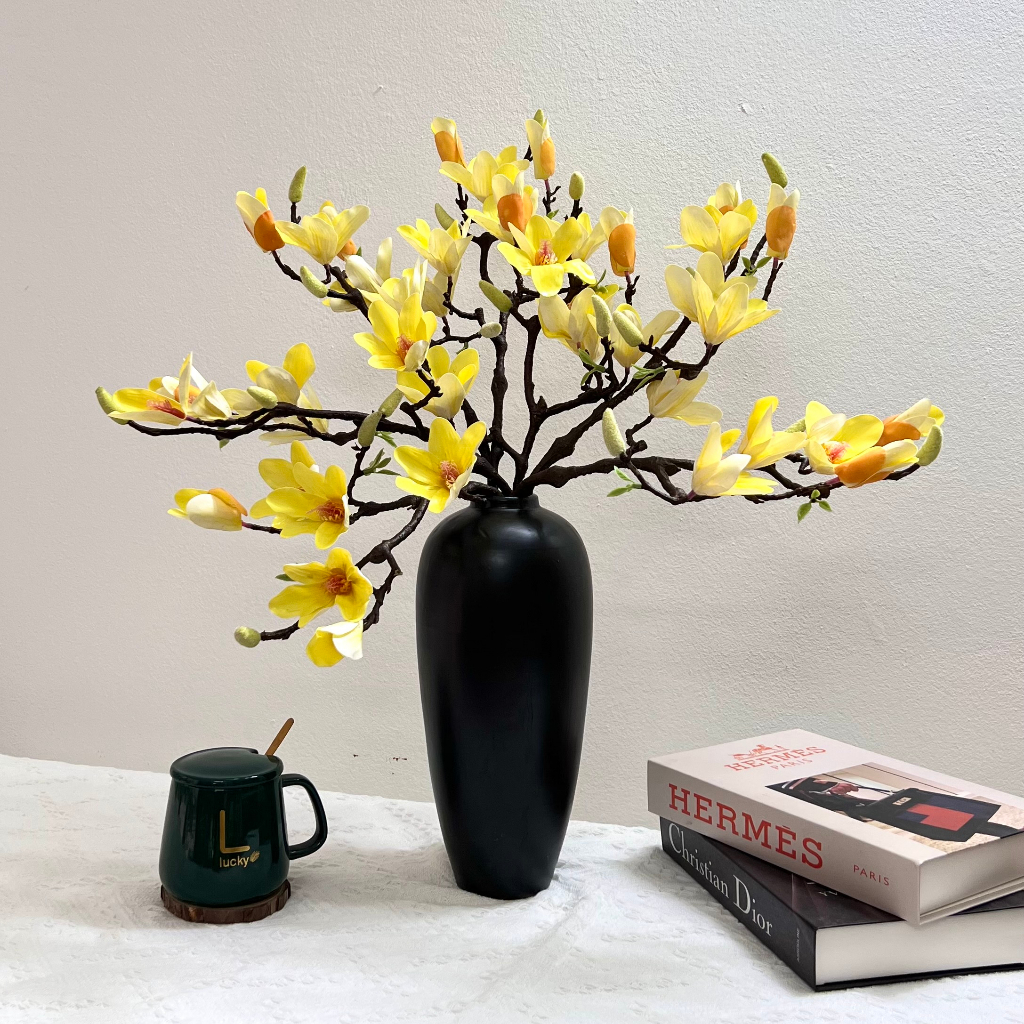 Lọ hoa Bình hoa decor trang trí dáng vintage - Gốm sứ Bát Tràng cao cấp - Đen