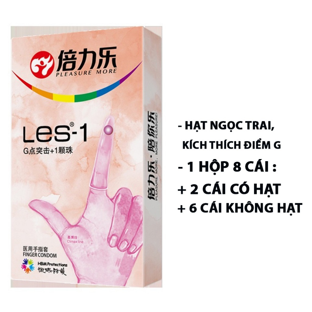 Bao cao su ngón tay LES FINGER Full 9 loại siêu mỏng có gân gai nổi hạt ngọc trai