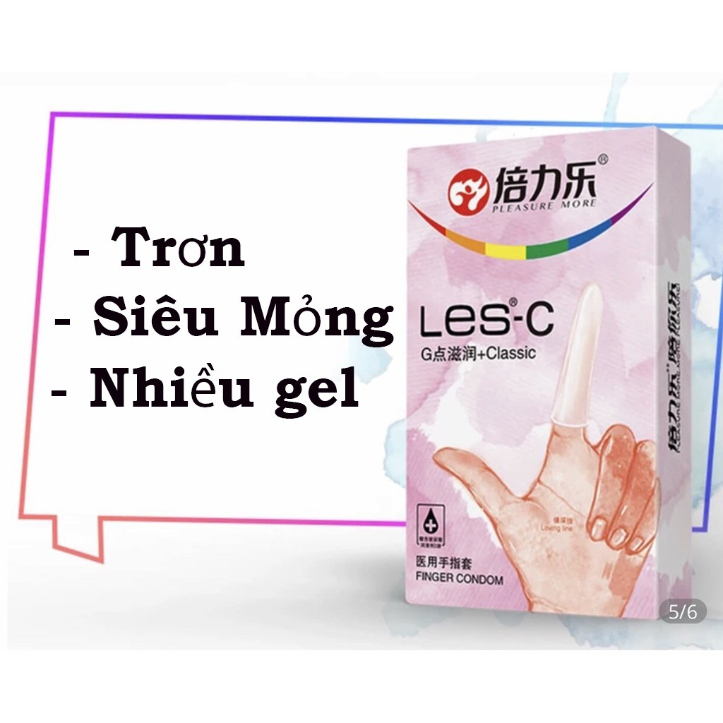 Bao cao su ngón tay LES FINGER Full 9 loại siêu mỏng có gân gai nổi hạt ngọc trai
