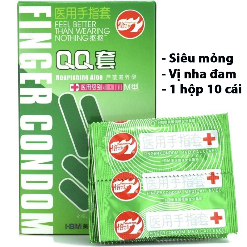 Bao cao su ngón tay LES FINGER Full 9 loại siêu mỏng có gân gai nổi hạt ngọc trai
