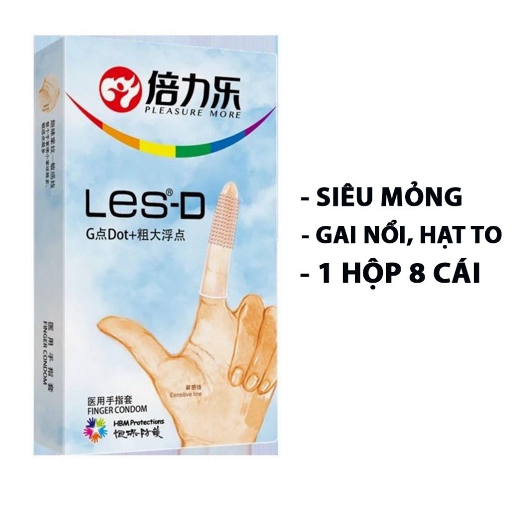 Bao cao su ngón tay LES FINGER Full 9 loại siêu mỏng có gân gai nổi hạt ngọc trai