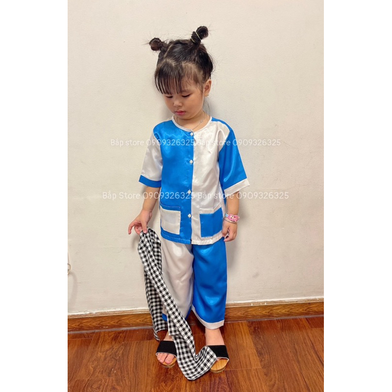 Bộ bà ba lụa ghép bé trai bé gái KHÔNG kèm khăn
