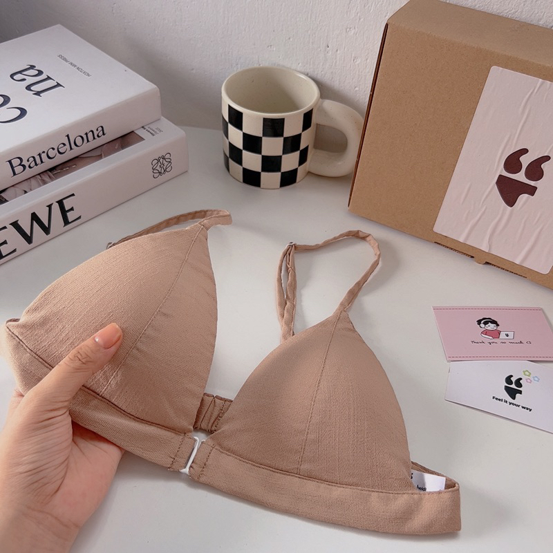 Áo lót bralette cài trước chất vải sợi tự nhiêni thoáng mát - Simple Bra -  Hàng Handmade - The Heidi