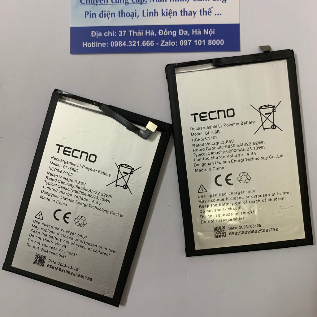 Pin Tecno Pouvoir 4 LC7 Pouvoir 4 Pro Spark Power 2 LC8 Spark 6 Air KE6 Pova LD7