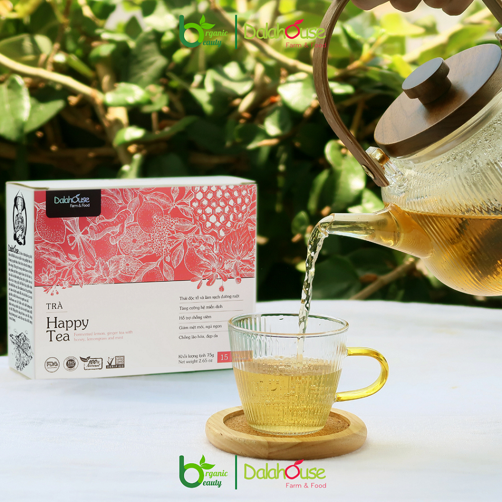 Trà Thảo Dược Happy Tea Dalahouse - Chanh, Gừng Đen, Mật Ong Lên Men, Sả, Bạc Hà - Fermented Herbal Tea - Hộp 75g