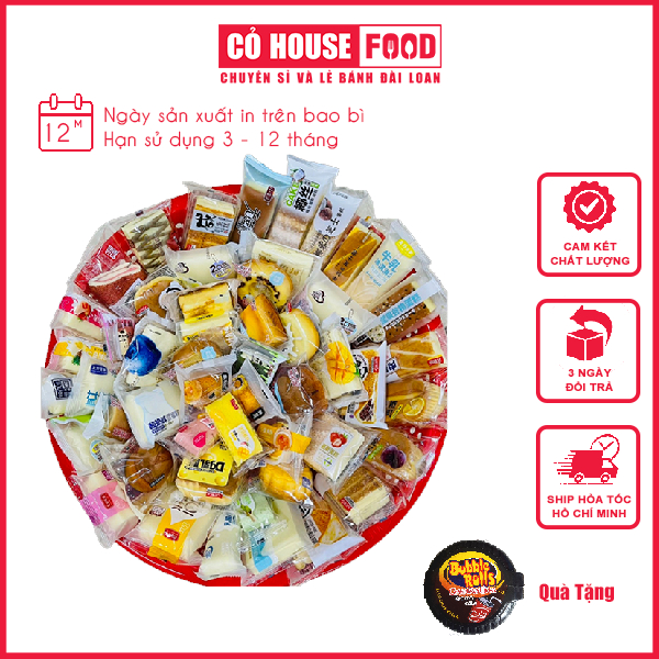 Bánh Đài Loan Mix Đủ Vị, bánh cao cấp, thùng 2kg